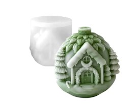 Molde silicona casita con arboles 
